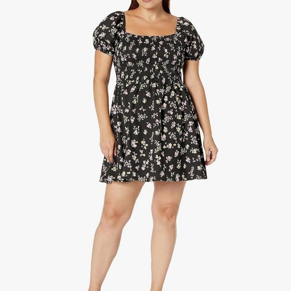 NWT CITY CHIC black summer denim ditsy dress M